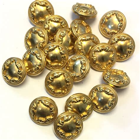 15mm Gold Fancy Border Metal Buttons Pack Of 10 The Button Shed