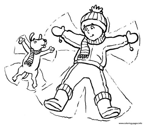 Dog And Kid In Snow Winter Sfa03 Coloring Pages Printable