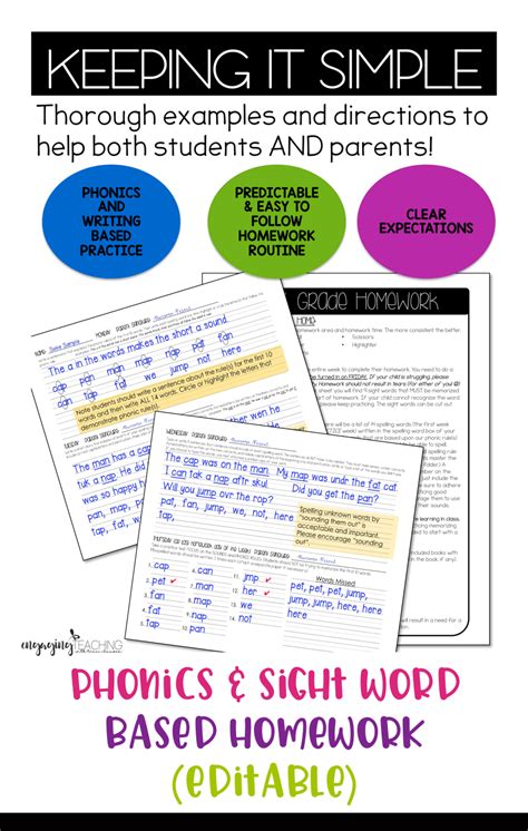 Homework For Primary Grades Spelling Word Phonics Phonics Rules
