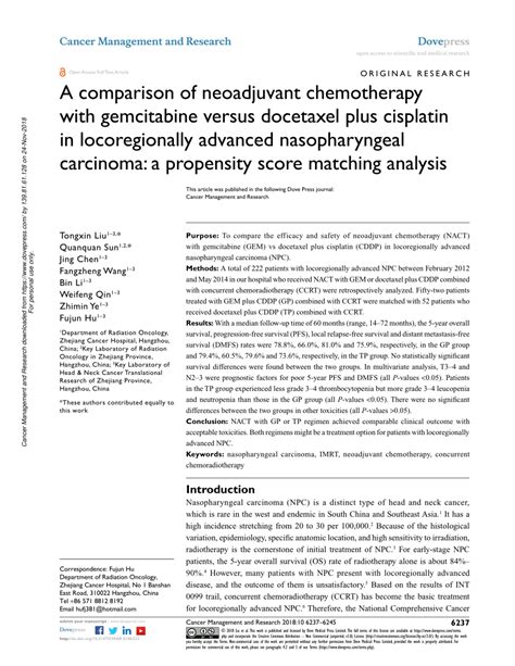 Pdf A Comparison Of Neoadjuvant Chemotherapy With Gemcitabine Versus