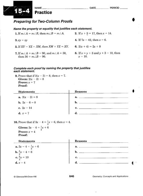 Proofs Practice Worksheet Answers — Db