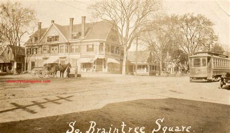 So Braintree Square Mass Real Photo Postcard Rppc C 1915 Streetcar