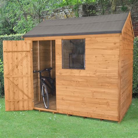 8x6 Forest Reverse Apex Overlap Wooden Shed With Assembly Service Base