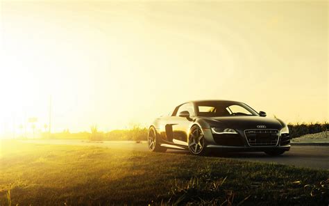 Fonds Décran 2015 Audi R8 V10 Supercar Noire Au Coucher Du Soleil