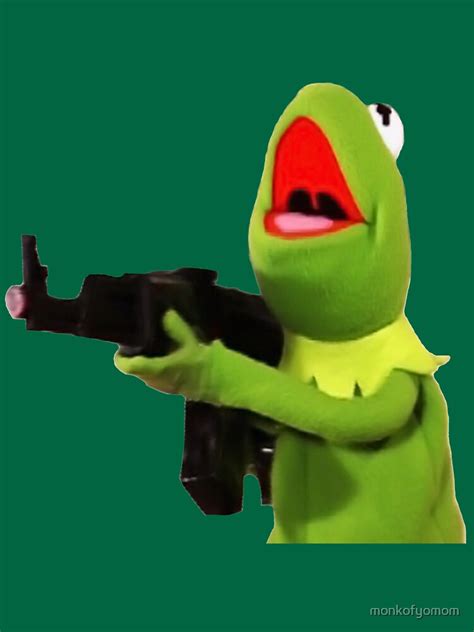Kermit With Gun Slim Fit T Shirt By Monkofyomom Redbubble
