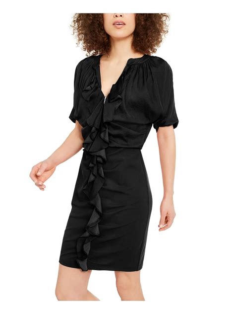 Buy Inc International Concepts Womens Ruffle Front Zip Up Dress Black X