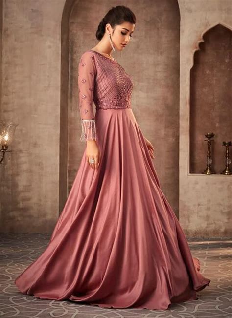 Peach Silk Georgette With Cancan Anarkali Dress Party Wear Gown