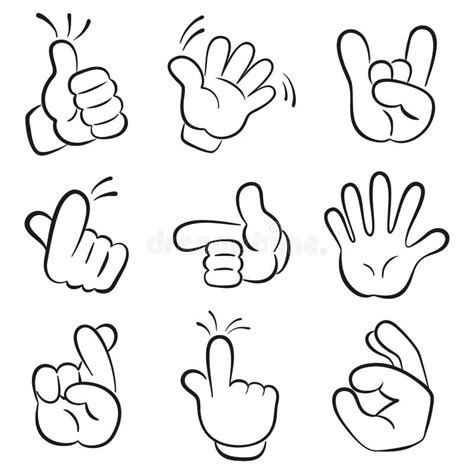 Various Gestures Of Cartoon Human Hands Stock Vector Illustration Of