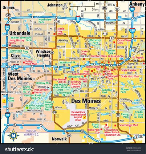 Des Moines Iowa Area Map Stock Vector Illustration 139323896