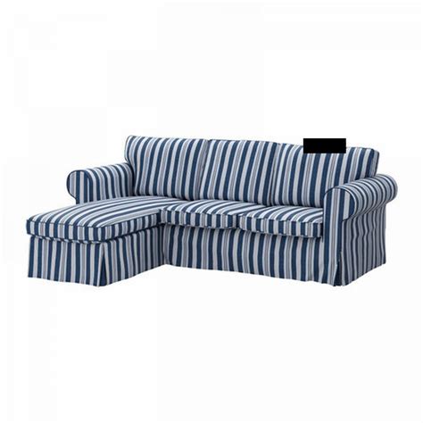 Ikea Ektorp Loveseat Sofa With Chaise Cover Slipcover Abyn Blue White