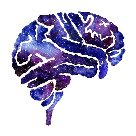 Blue Brain With Galaxy Effect Stock Illustration Illustration Of