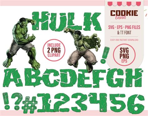 Hulk Avengers Alphabet PNG Font Superhero Hulk Clipart Etsy Finland