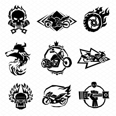 Bikers Badges Emblems Vector Illustrations Creative Market
