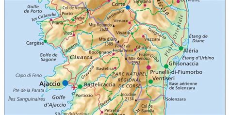 Carte De La Corse Corse Cartes Des Villes Reliefs Sites Touristisques