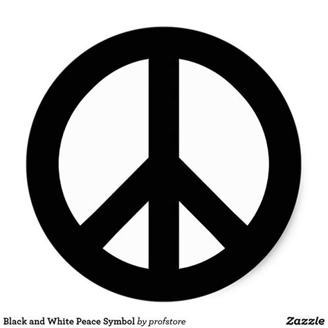 Black And White Peace Symbol Classic Round Sticker Peace