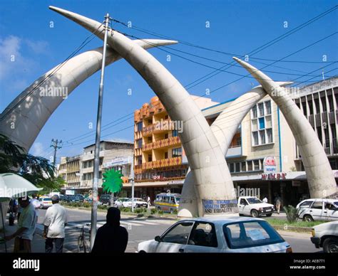 Mombasa City Tusks At Moi Avenue Mainroad Main Road Kenya East Africa