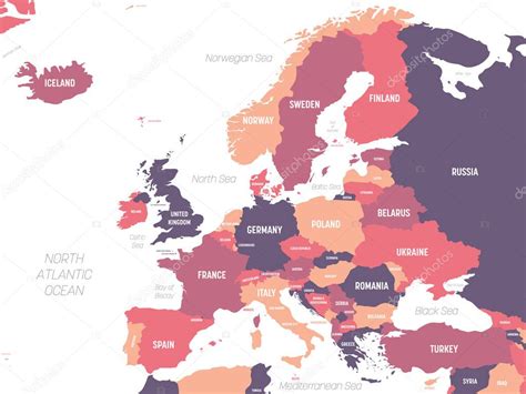 Mapa de Europa Alto mapa político detallado del continente europeo con nombres de país océano