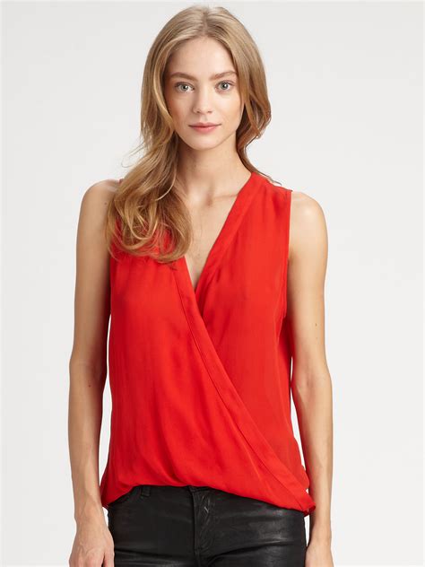 Parker Draped Sleeveless Top In Red Lyst