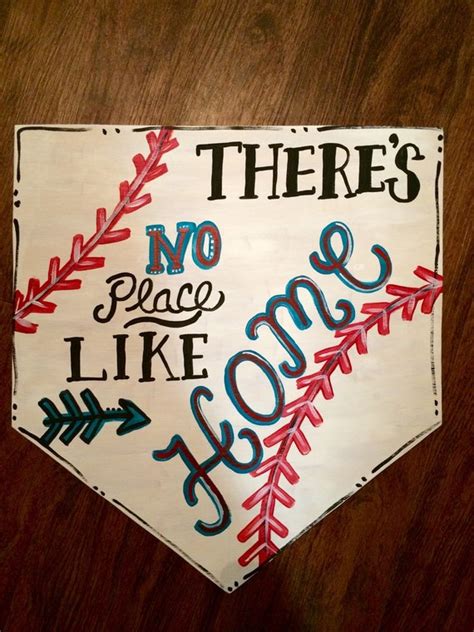 Wooden Hand Painted Baseball Home Base Plate By Glitzychickdesigns