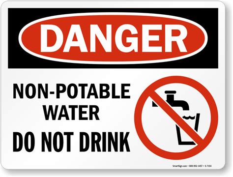 Non Potable Water Do Not Drink With Graphic Sign Sku S 7154