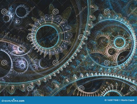 Abstract Mechanical Background Steampunk Fractal Stock Illustration