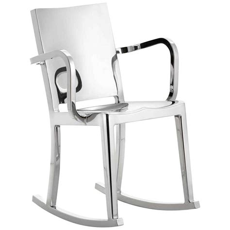 Emeco Hudson Rocking Chair With Arms In Polished Aluminum By Philippe