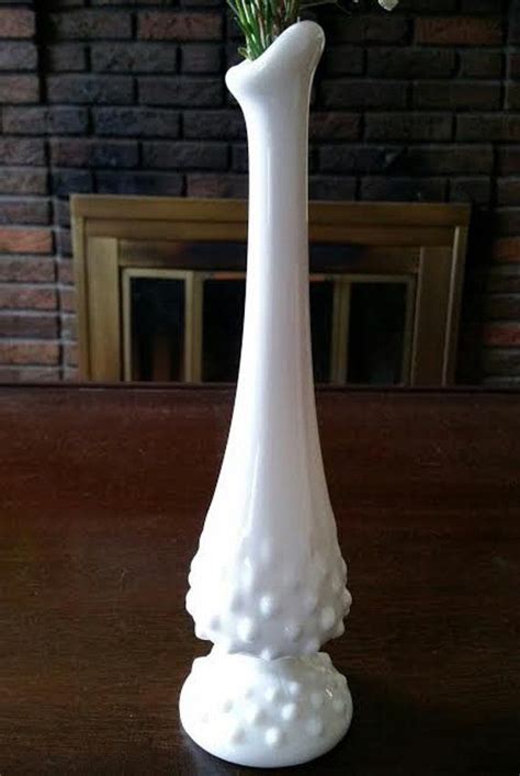Vintage Fenton Milk Glass Hobnail Bud Vase Footed Vase Etsy Fenton Milk Glass Bud Vases