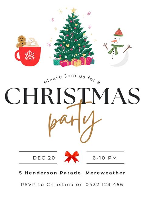 Editable Christmas Party Invitation Printable Christmas Invitation For