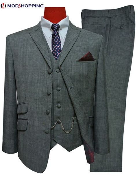 3 Piece Suit Tailored 60s Mod Grey Color Suit Mod Suits 3 Piece