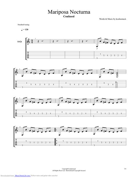 Dazed And Confused Bass Tab - Mariposa Nocturna guitar pro tab by Confused @ musicnoteslib.com