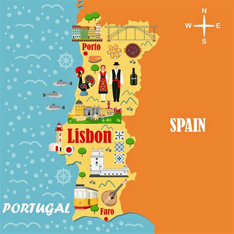 Portugal Karte Der Wichtigsten Sehenswürdigkeiten