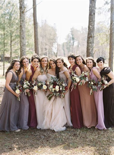 Have Bridesmaids Dress In Mismatched But Coordinated Dusty Colors