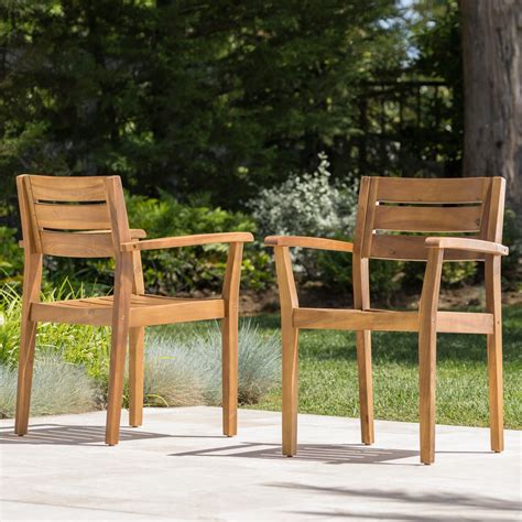 Stanford Outdoor Teak Finish Acacia Wood 5 Piece Dining Set Gdfstudio