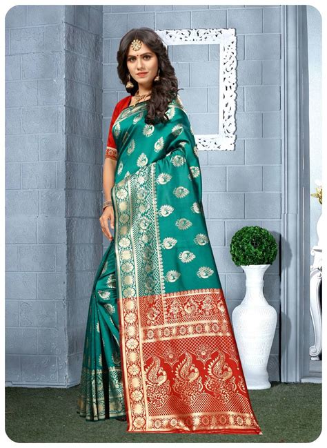 Rama Green Banarasi Soft Silk Champion Saree With Blouse Kmozi 3021905