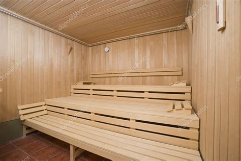 Interior Of A Wooden Sauna — Stock Photo © Photosphobos 5083201