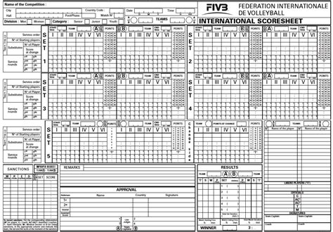 Official Volleyball Scoresheet 9 Printable Samples