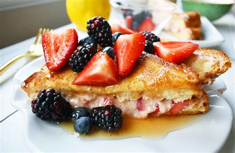 Raspberry or blueberry stuffed french toast: Strawberries and Cream Stuffed French Toast | Modern Honey