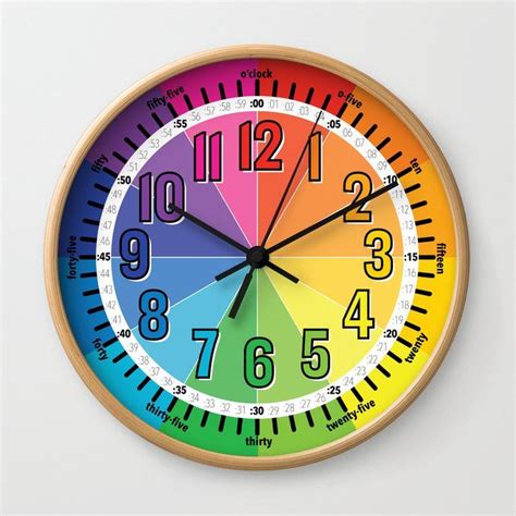 Buy Learn To Tell Time Color Wheel Wall Clock By Bethmcmilliandesigns