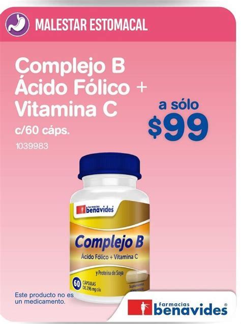 Complejo B ácido Fólico Vitamina C Oferta En Farmacias Benavides