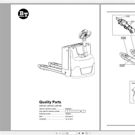 Bt Pallet Truck Lwe130 Quality Parts Manual6240177