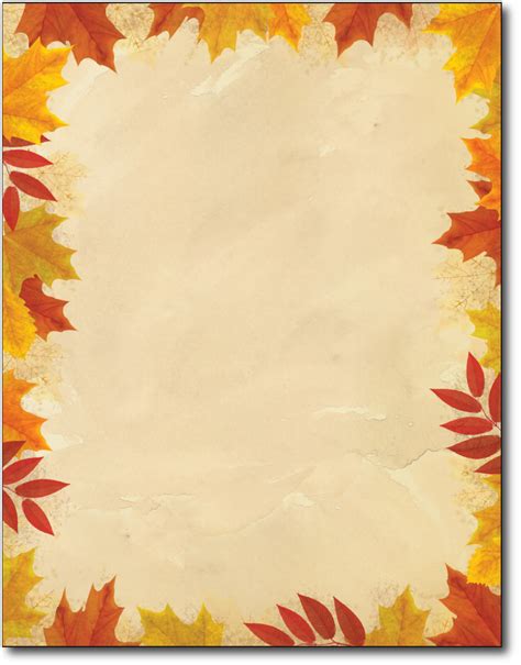 Autumn Leaves Border Letterhead Paper 80 Sheets