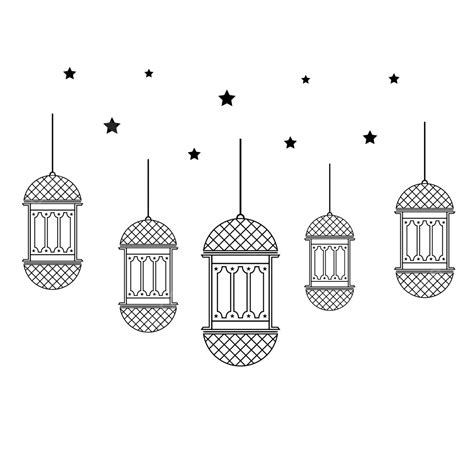 Ramadan Kareem Lantern Vector Design Images Black Outline Ramadan