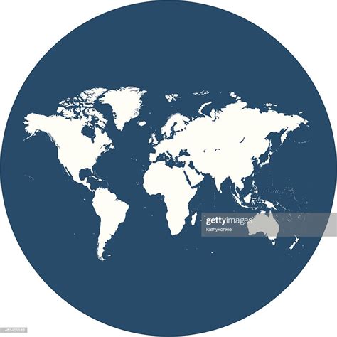 White World Map On Blue Circle High Res Vector Graphic Getty Images