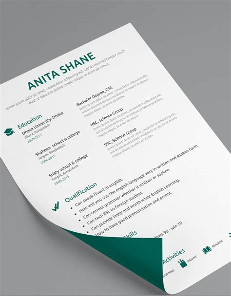 Printable experienced graphic designer resume. Fresher Resume Template on Behance