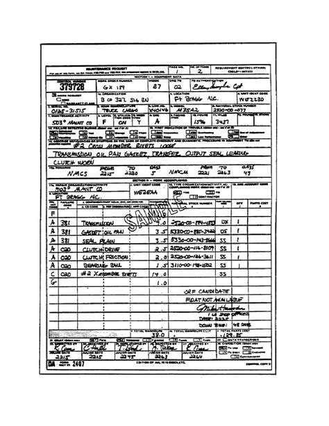 Da Form 2407 Fillable Word Printable Forms Free Online