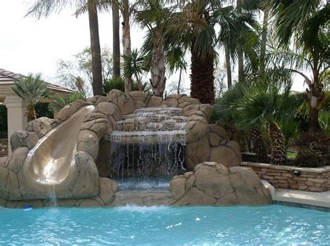 Custom Pool With Waterfall And Slidebeautiful Waterfall With Slide And
