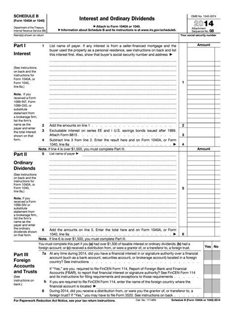 2014 Irs Schedule B Fill Out And Sign Online Dochub