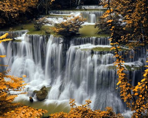 Waterfalls Seasons Autumn Nature 409214