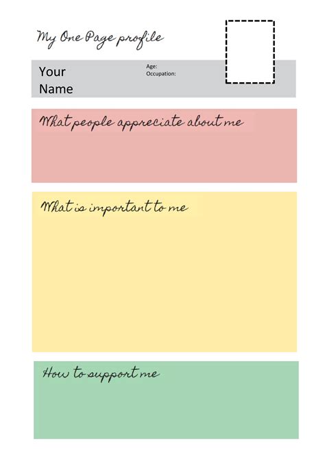 One Page Profile Template