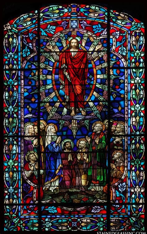 Christs Ascension Religious Stained Glass Window
